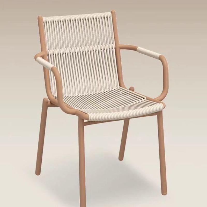 Luna Cord Outdoor Chair – Metal frame with wood finish and hand-stretched ropes